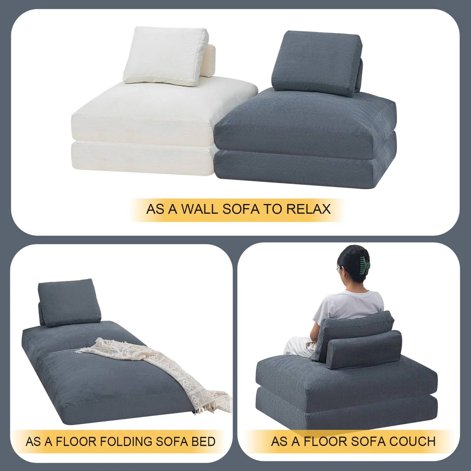 Grey Folding Sofa Bed can be used as floor folding sofa bed or floor sofa couch