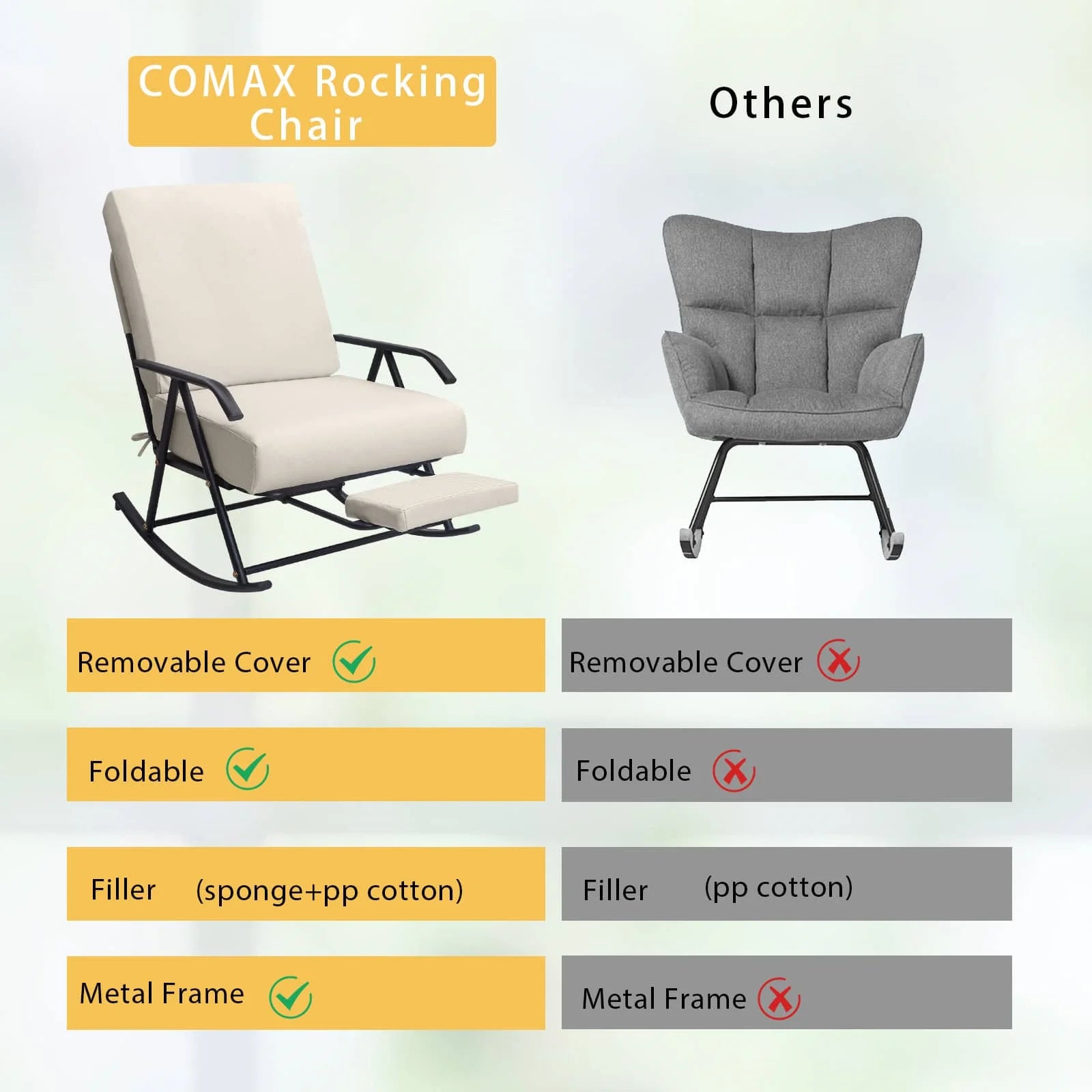 COMAX Rocking Chair-Cotton and Linen Fabrics