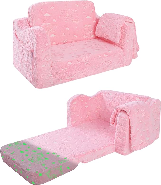 Fold Out Kids Couch Flip Out Kids Sofa Chair with Blanket