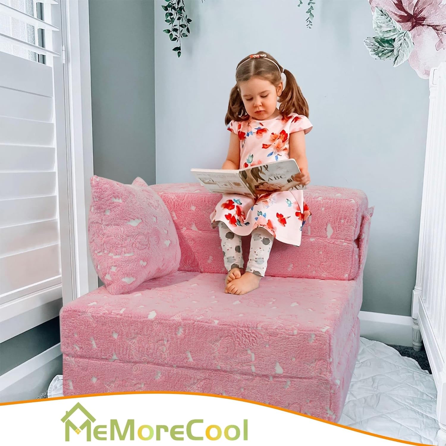 MeMoreCool Kids Couch, Foam Sofa, Convertible Play Couch, Pink, 8 Piece  Modular