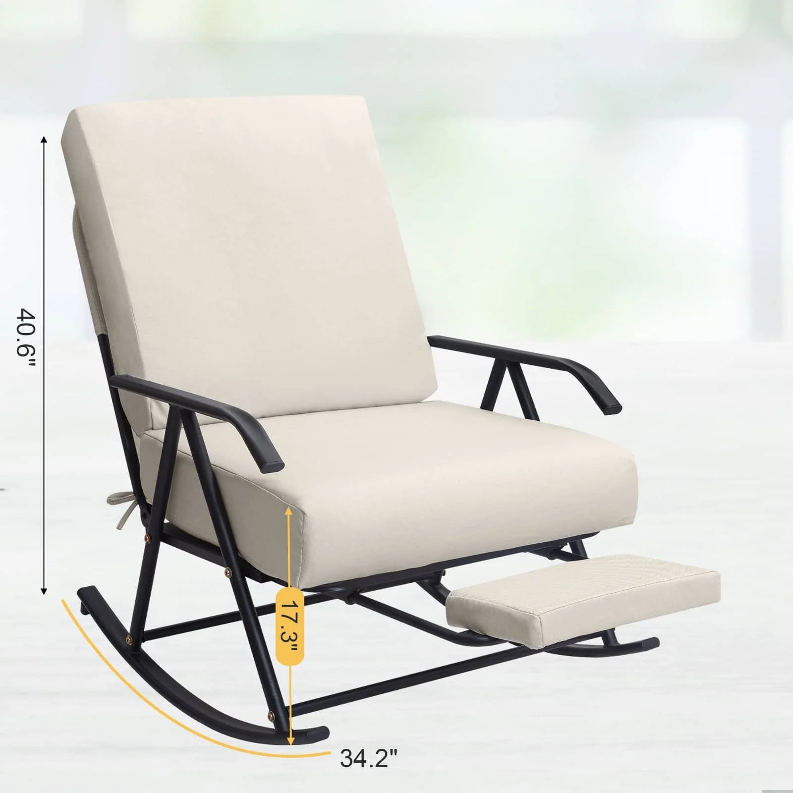 COMAX Beige Glider Rocking Chair-Cotton and Linen Fabrics dimensions are 24.8