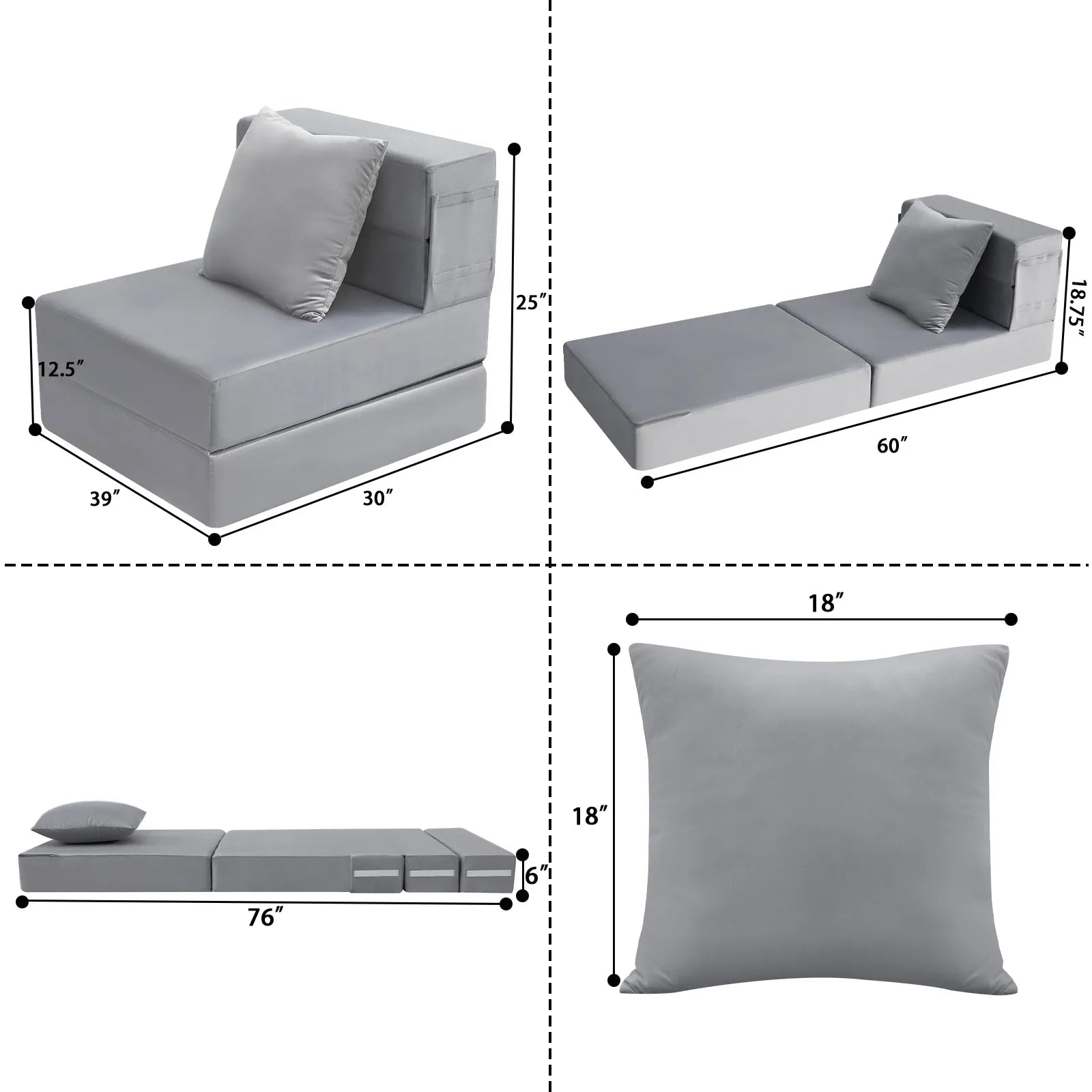 Sleeper Chair Folding foam Beds, Flip Sofa Bed, Portable Foam