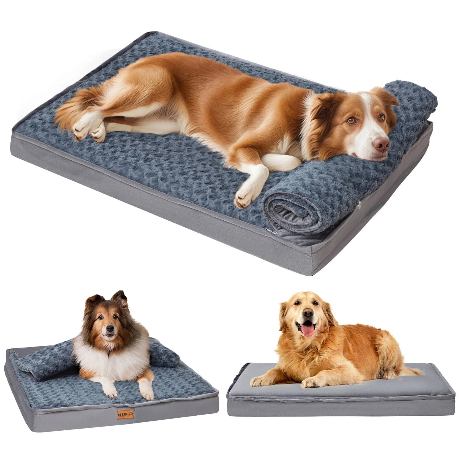 3-in-1 Convertible Design's Comax's Grey Large Dog Bed