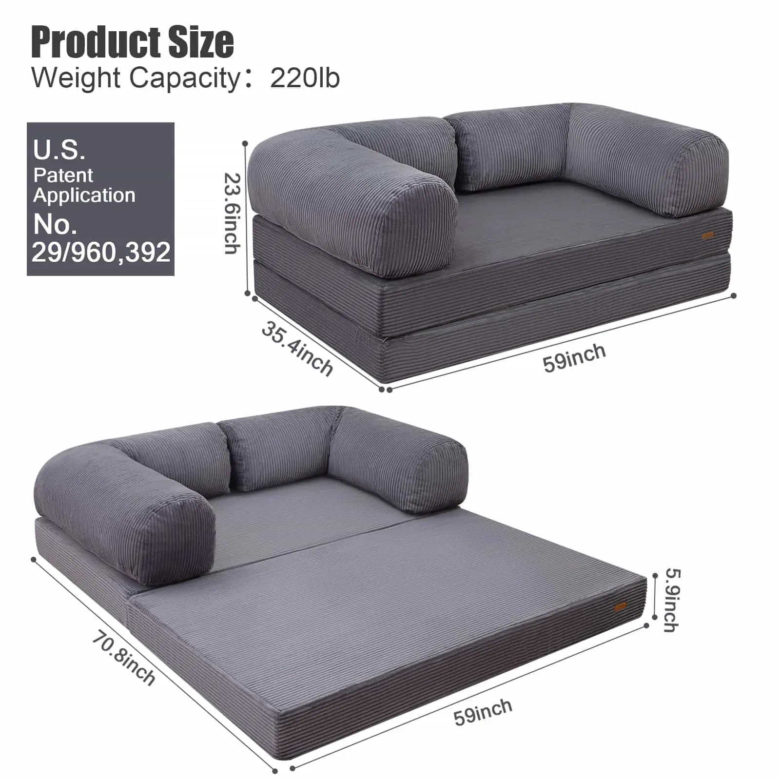 COMAX Floor Couch Bed size:70.87