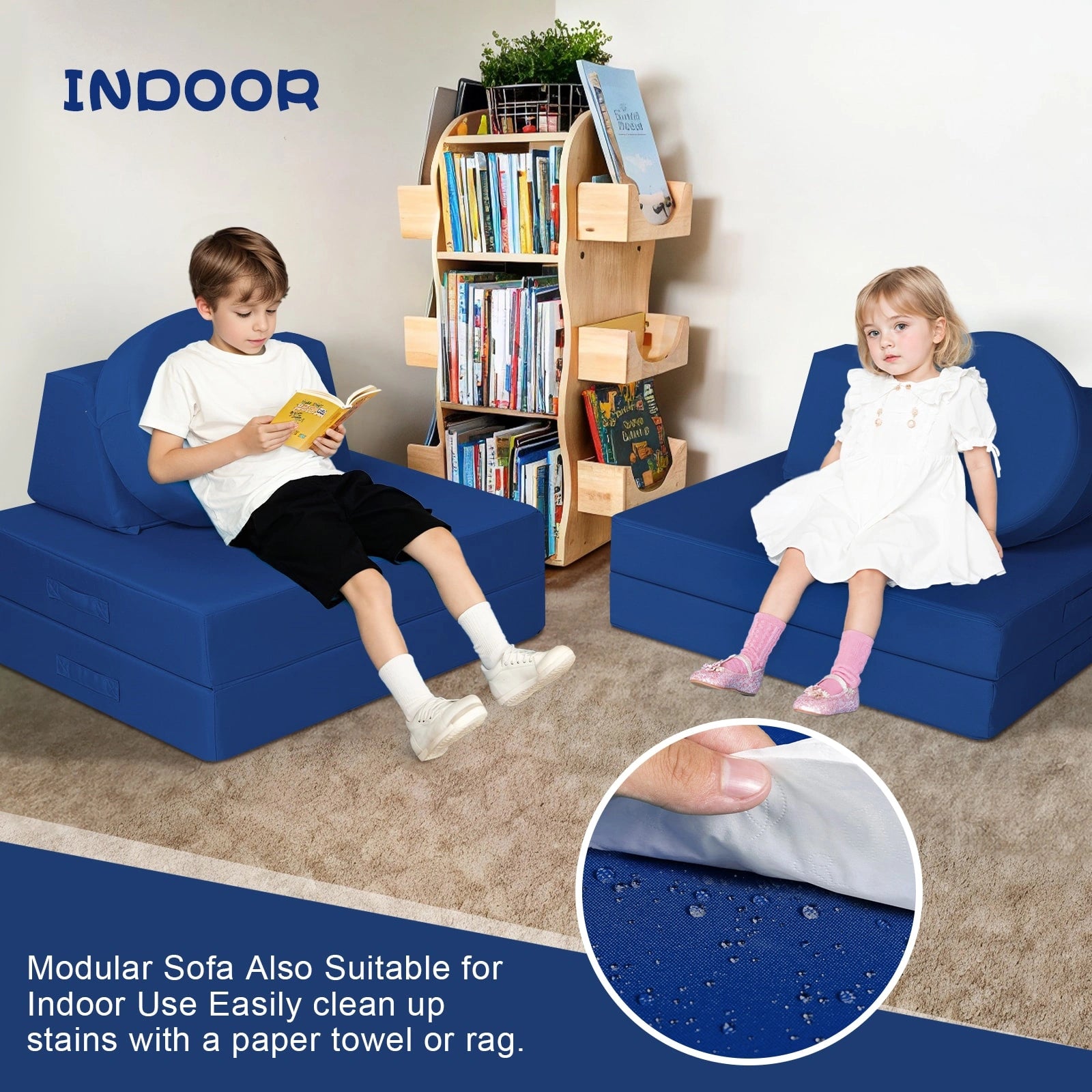 Idee-Home Kids Play Couch-Outdoor Sofas|Navy is also suitable for indoors